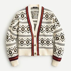 J Crew Diamond Fair Isle Cardigan Sweater NWT Sz Small